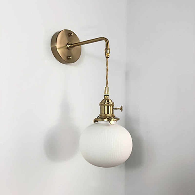 Vintage Brass Wall Sconce With Ceramic Detailing