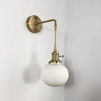 Vintage Brass Wall Sconce With Ceramic Detailing