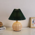 Bohemian Rattan Table Lamp With Tri-Color Warm Light