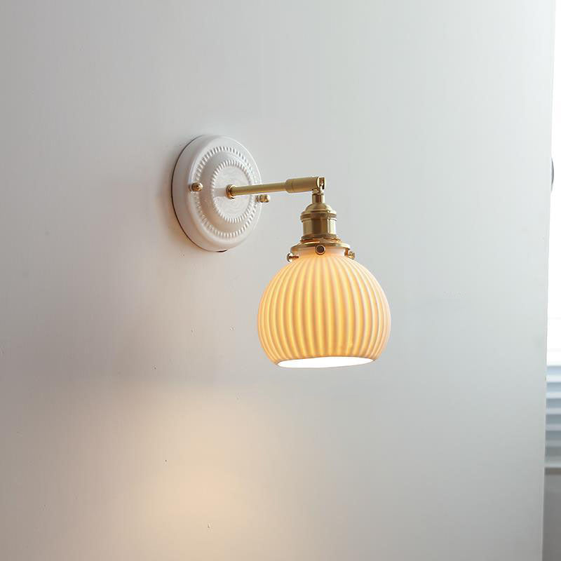 Vintage Ceramic Wall Sconce With Warm LED Glow