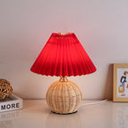Bohemian Rattan Table Lamp With Tri-Color Warm Light