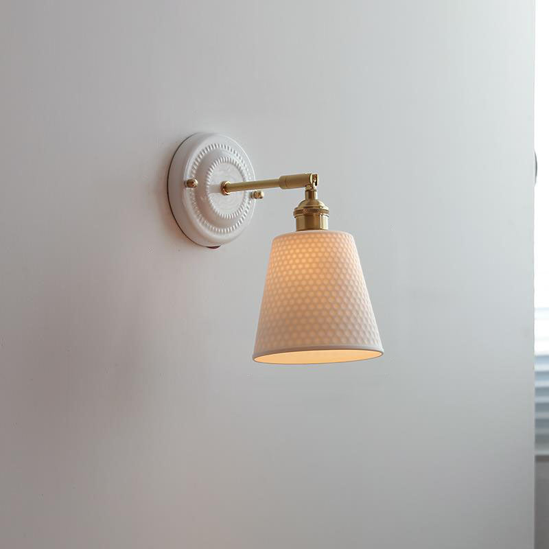 Vintage Ceramic Wall Sconce With Warm LED Glow