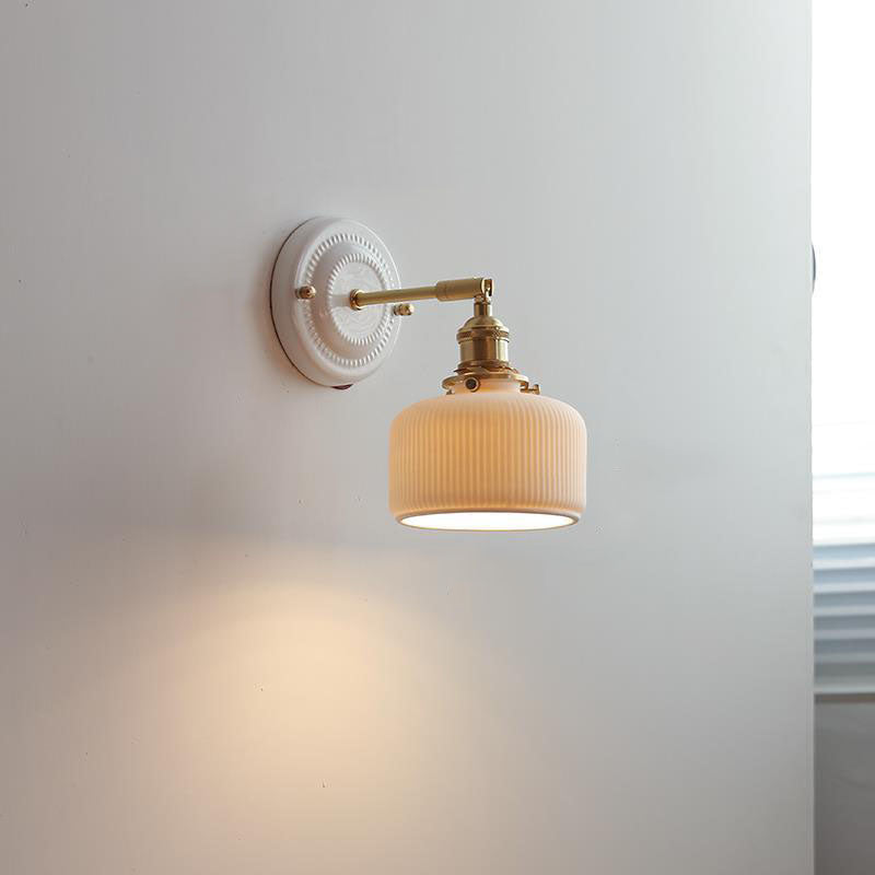 Vintage Ceramic Wall Sconce With Warm LED Glow