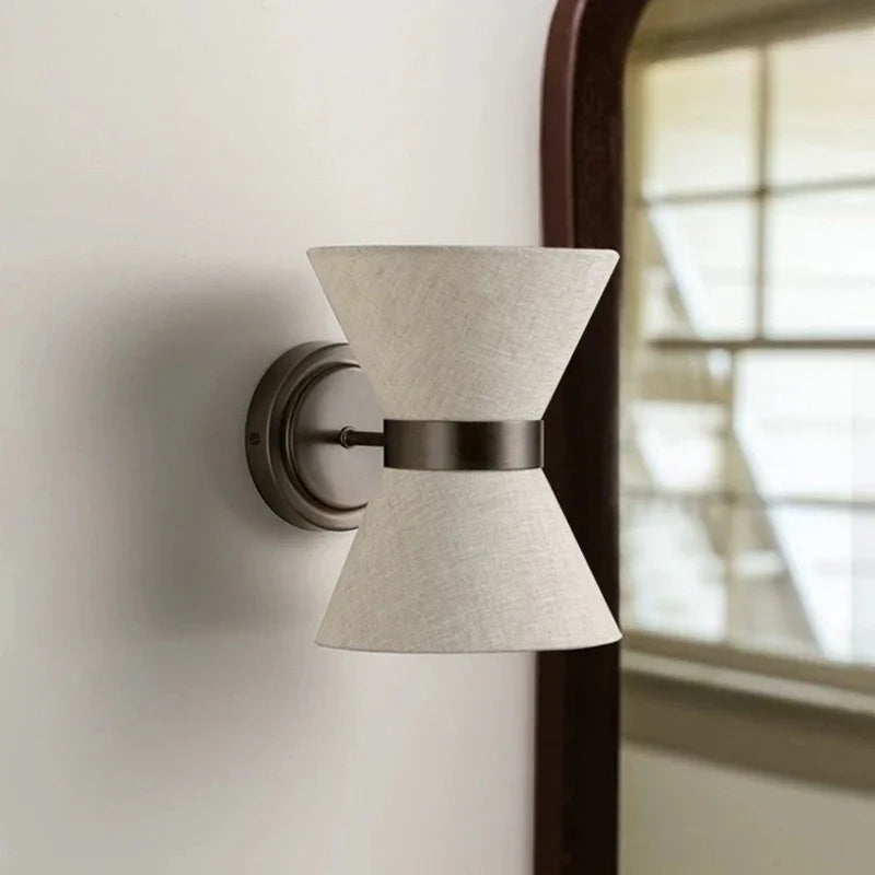 Modern Wrought Iron Wall Sconce With Fabric Shade
