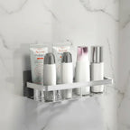 Adhesive Bathroom Shelf Drill-Free Shower Caddy Stainless Steel Wall Shelf Organizer for Shampoo and Toiletries