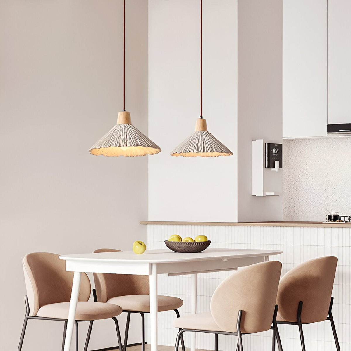 Cream Wabi-Sabi Cement Pendant Light With E26 LED Light
