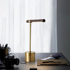 Modern Wood Table Lamp With Warm LED Glow for Home Office