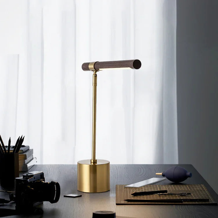 Modern Wood Table Lamp With Warm LED Glow for Home Office
