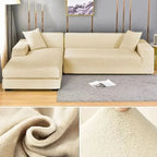 Velvet Stretch Sofa Cover Elastic Non-Slip Plush Couch Slipcover Soft Machine Washable Furniture Protector for Living Room