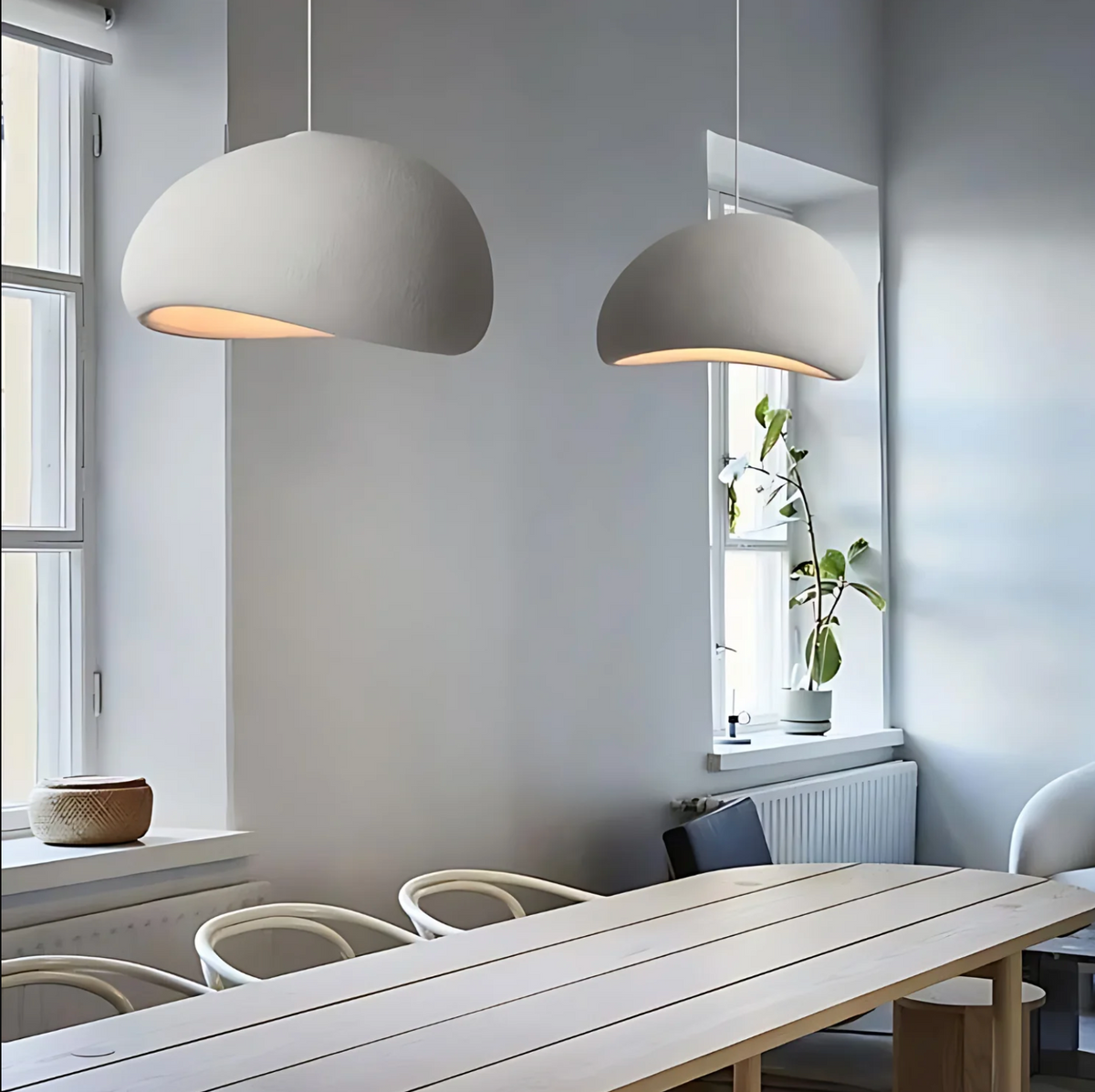 Wabi-Sabi Polystyrene Pendant Light With Spherical Dome Shade