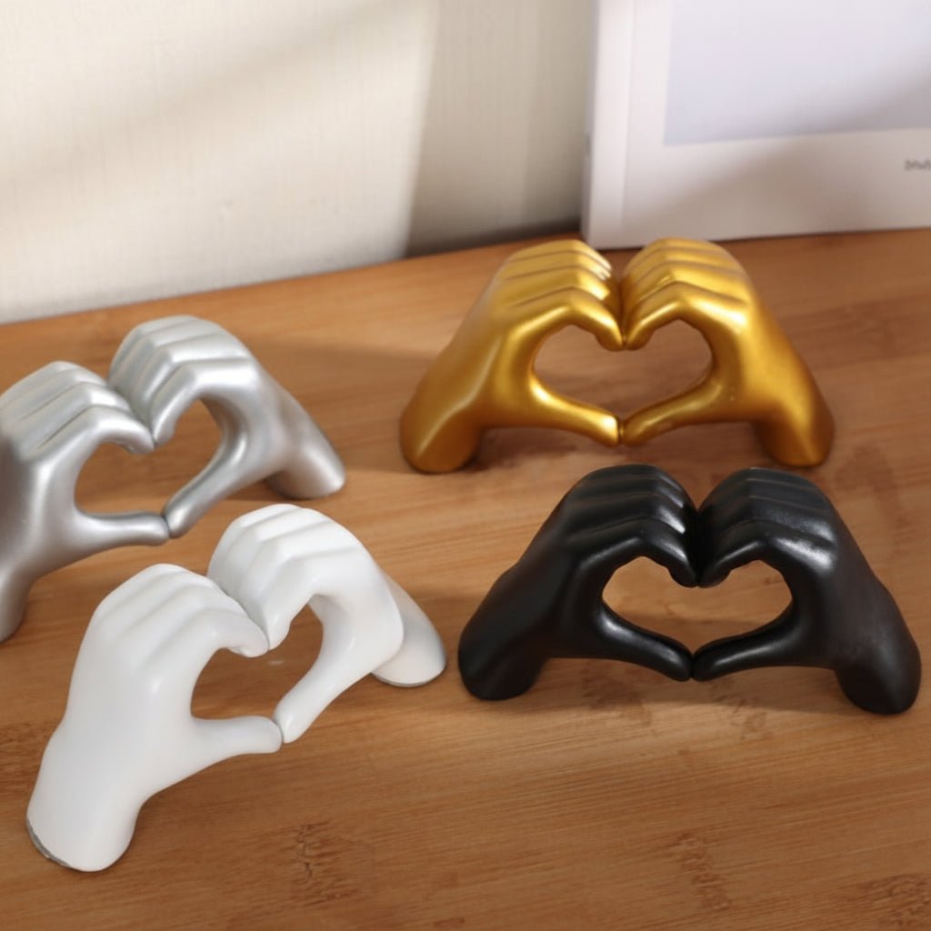 Heart Hands Sculpture Resin Decorative Figurine Modern Love Statue Ornament for Living Room | Bedroom and Shelf Decor