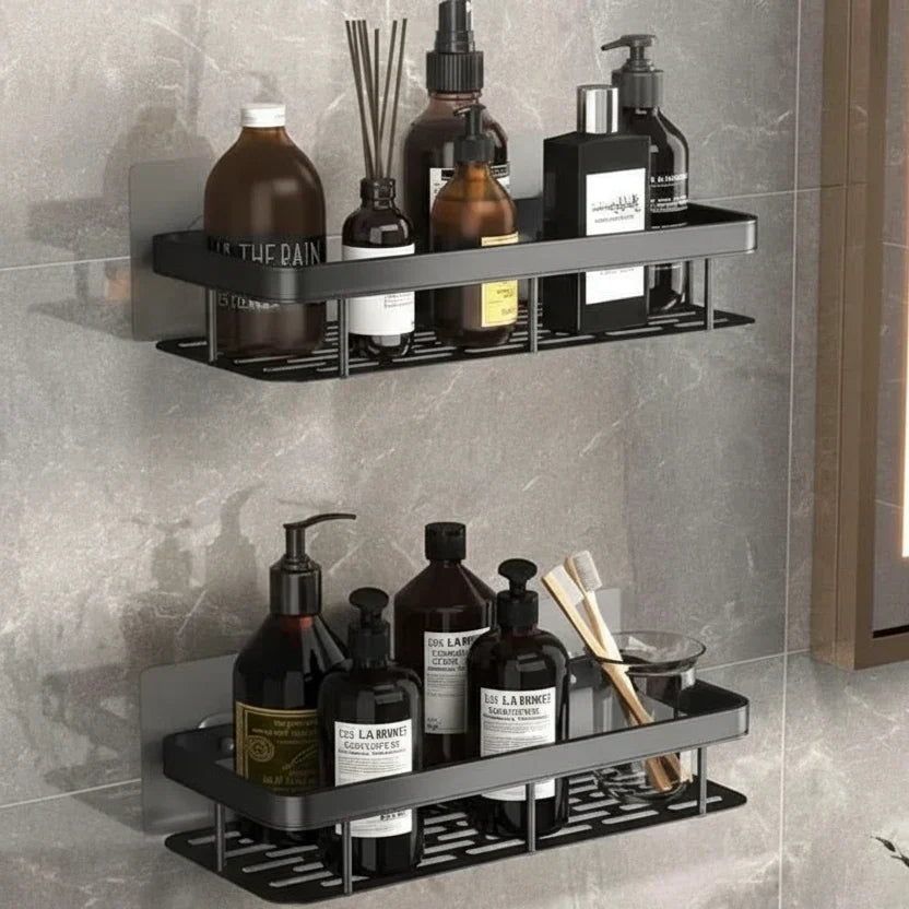 Adhesive Bathroom Shelf Drill-Free Shower Caddy Stainless Steel Wall Shelf Organizer for Shampoo and Toiletries