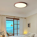 Modern Wood Flush Mount Ceiling Light With Dimmable Glow
