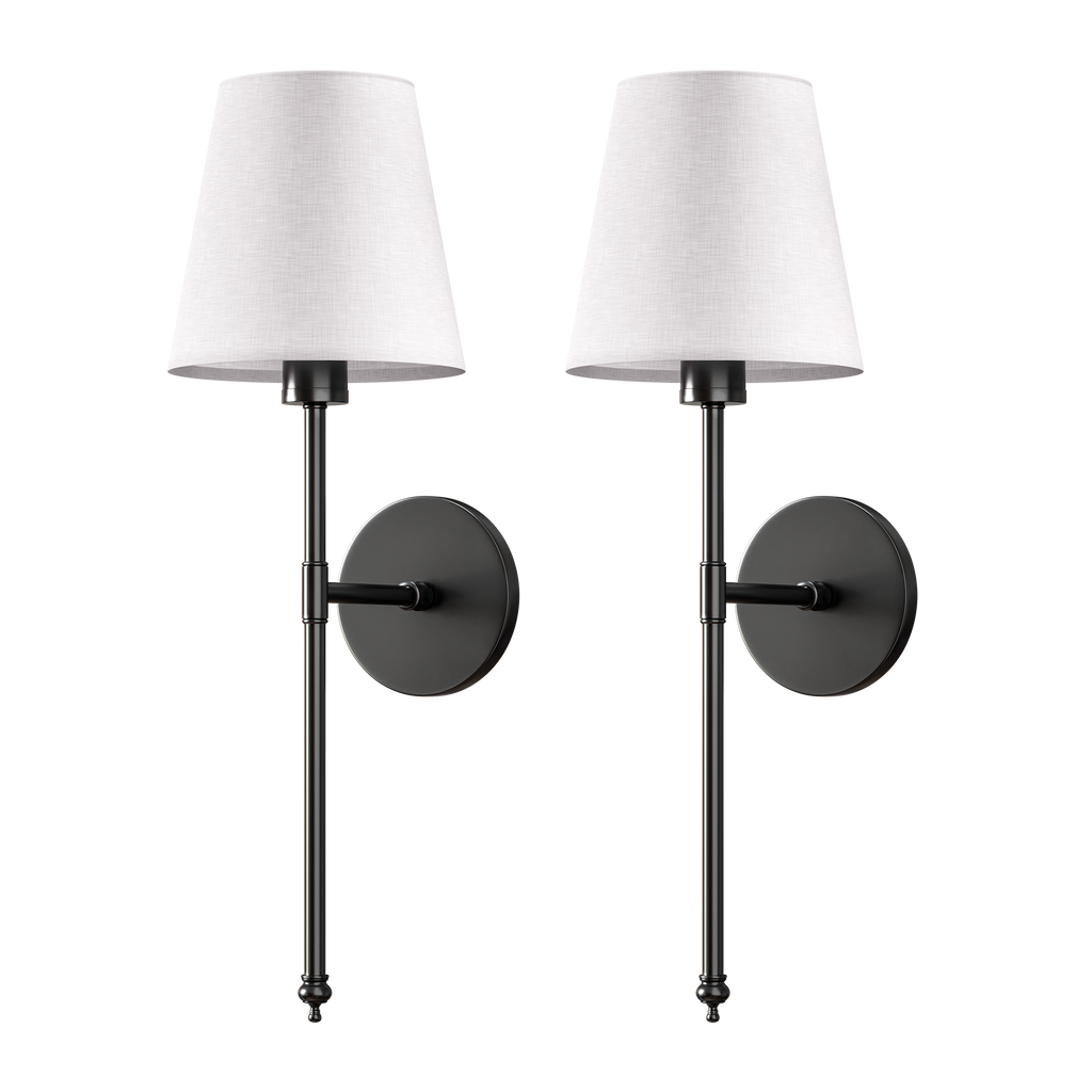 2 Pack Cordless LED Light Wall Sconce With Fabric Shade