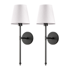 2 Pack Cordless LED Light Wall Sconce With Fabric Shade
