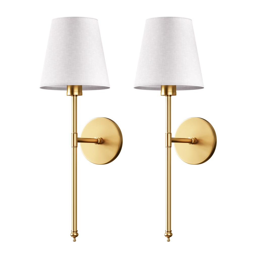 2 Pack Cordless LED Light Wall Sconce With Fabric Shade
