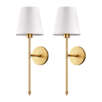 2 Pack Cordless LED Light Wall Sconce With Fabric Shade