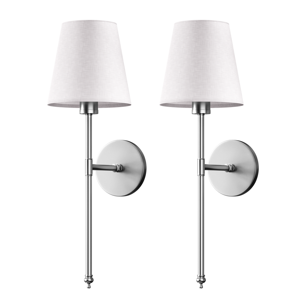 2 Pack Cordless LED Light Wall Sconce With Fabric Shade