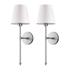 2 Pack Cordless LED Light Wall Sconce With Fabric Shade