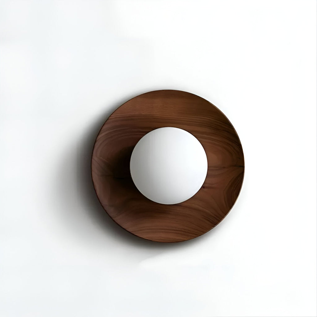 Nordic Natural Wood Wall Sconce LED Light With Globe Shade