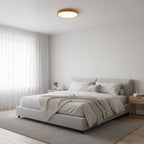 Minimalist Wood Flush Mount Ceiling Light With Round Shade