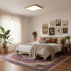 Minimalist Wood Flush Mount Ceiling Light With Round Shade