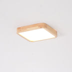 Minimalist Wood Flush Mount Ceiling Light With Round Shade