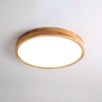 Scandinavian Wood Flush Mount Ceiling Light With Remote Dimming