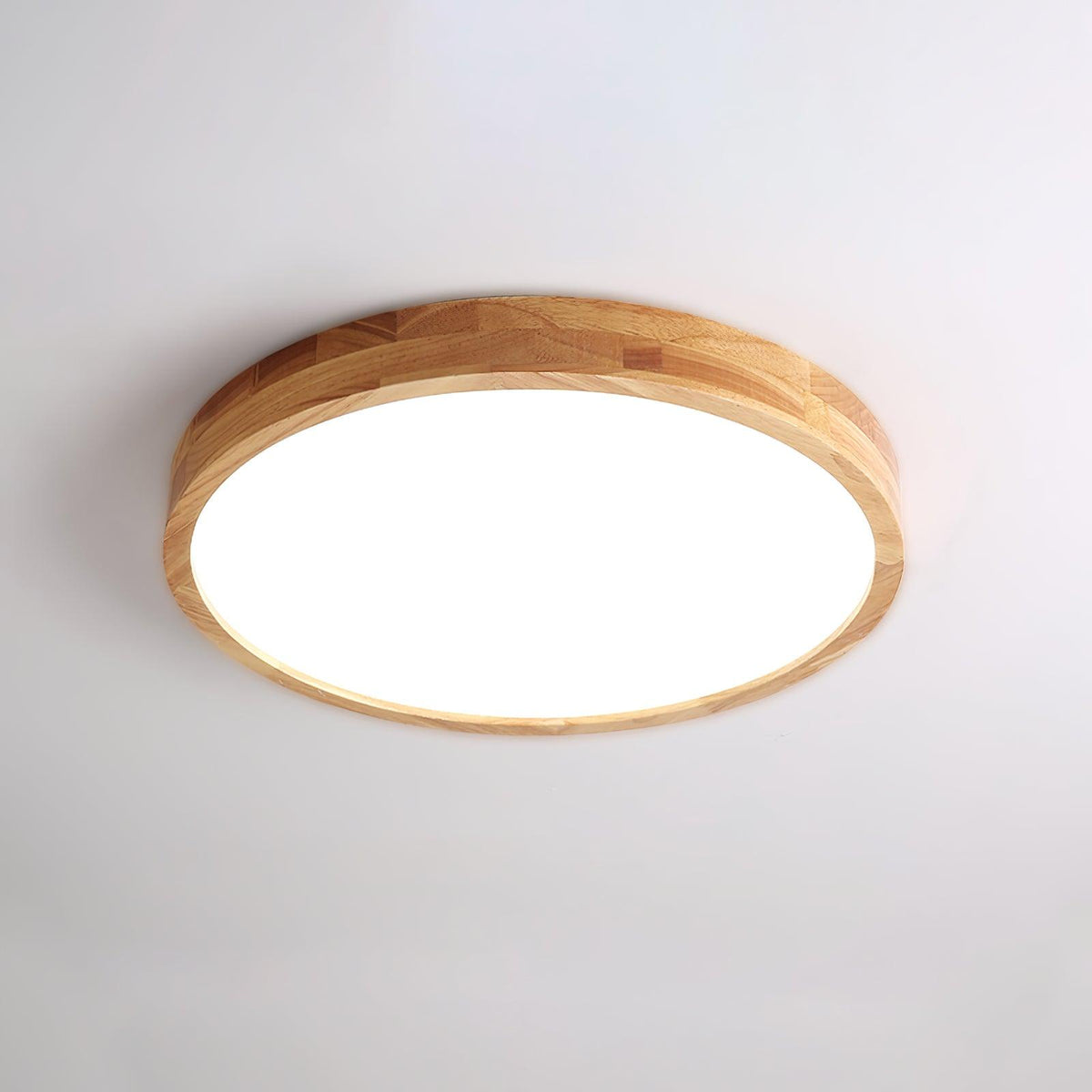 Scandinavian Wood Flush Mount Ceiling Light With Remote Dimming