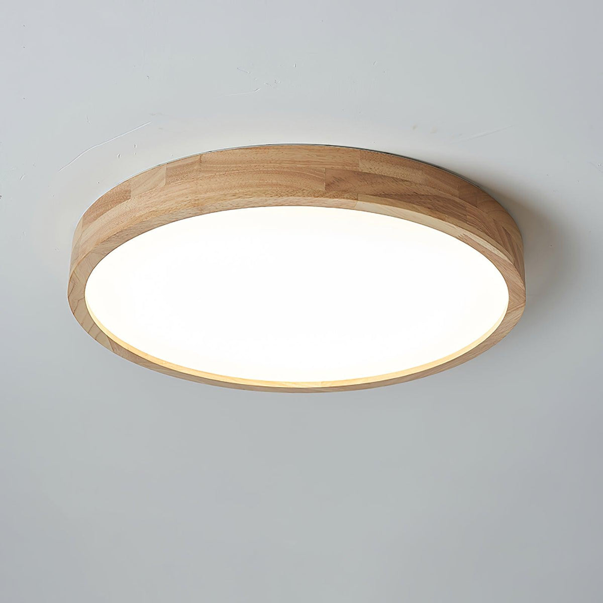 Scandinavian Wood Flush Mount Ceiling Light With Remote Dimming