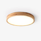 Scandinavian Wood Flush Mount Ceiling Light With Remote Dimming