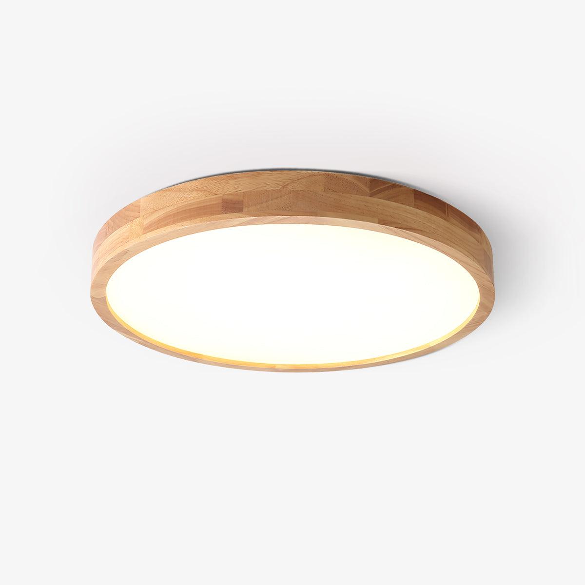 Scandinavian Wood Flush Mount Ceiling Light With Remote Dimming
