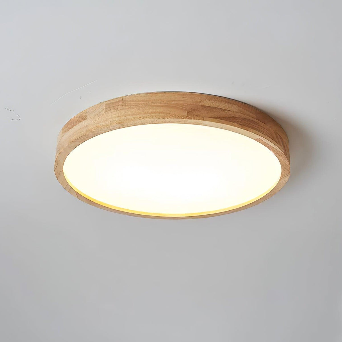 Scandinavian Wood Flush Mount Ceiling Light With Remote Dimming