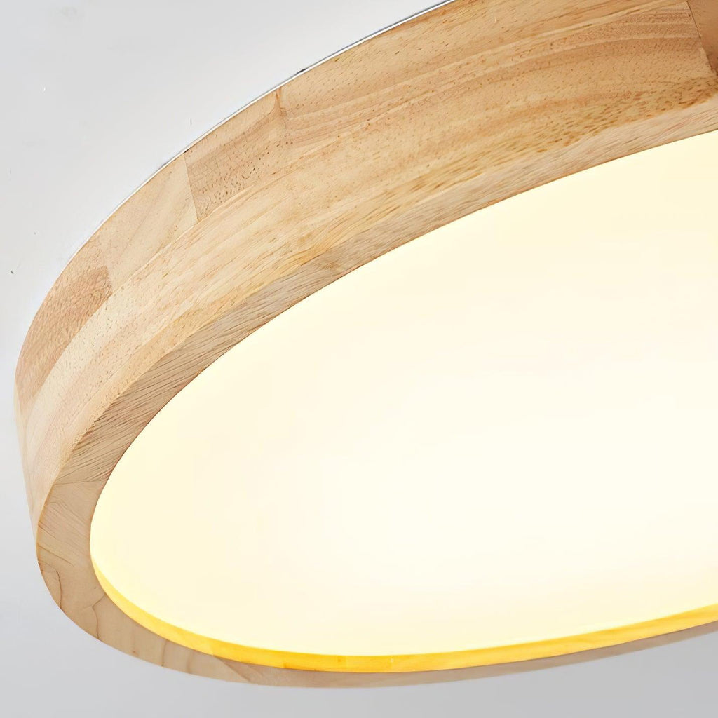 Scandinavian Wood Flush Mount Ceiling Light With Remote Dimming