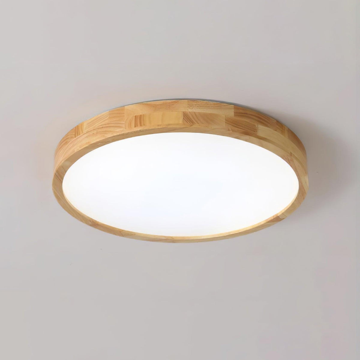 Scandinavian Wood Flush Mount Ceiling Light With Remote Dimming