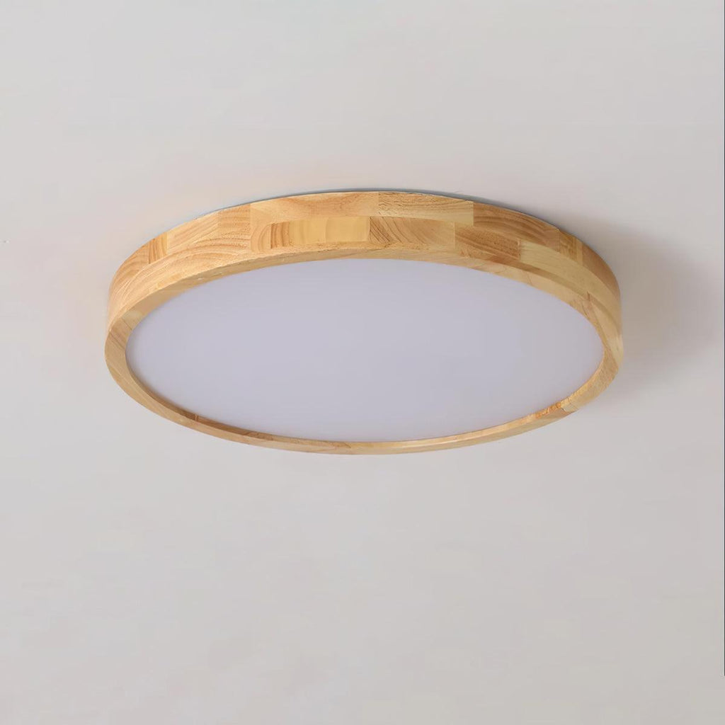 Minimalist Wood Flush Mount Ceiling Light With Round Shade