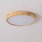 Scandinavian Wood Flush Mount Ceiling Light With Remote Dimming