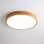 Minimalist Wood Flush Mount Ceiling Light With Round Shade