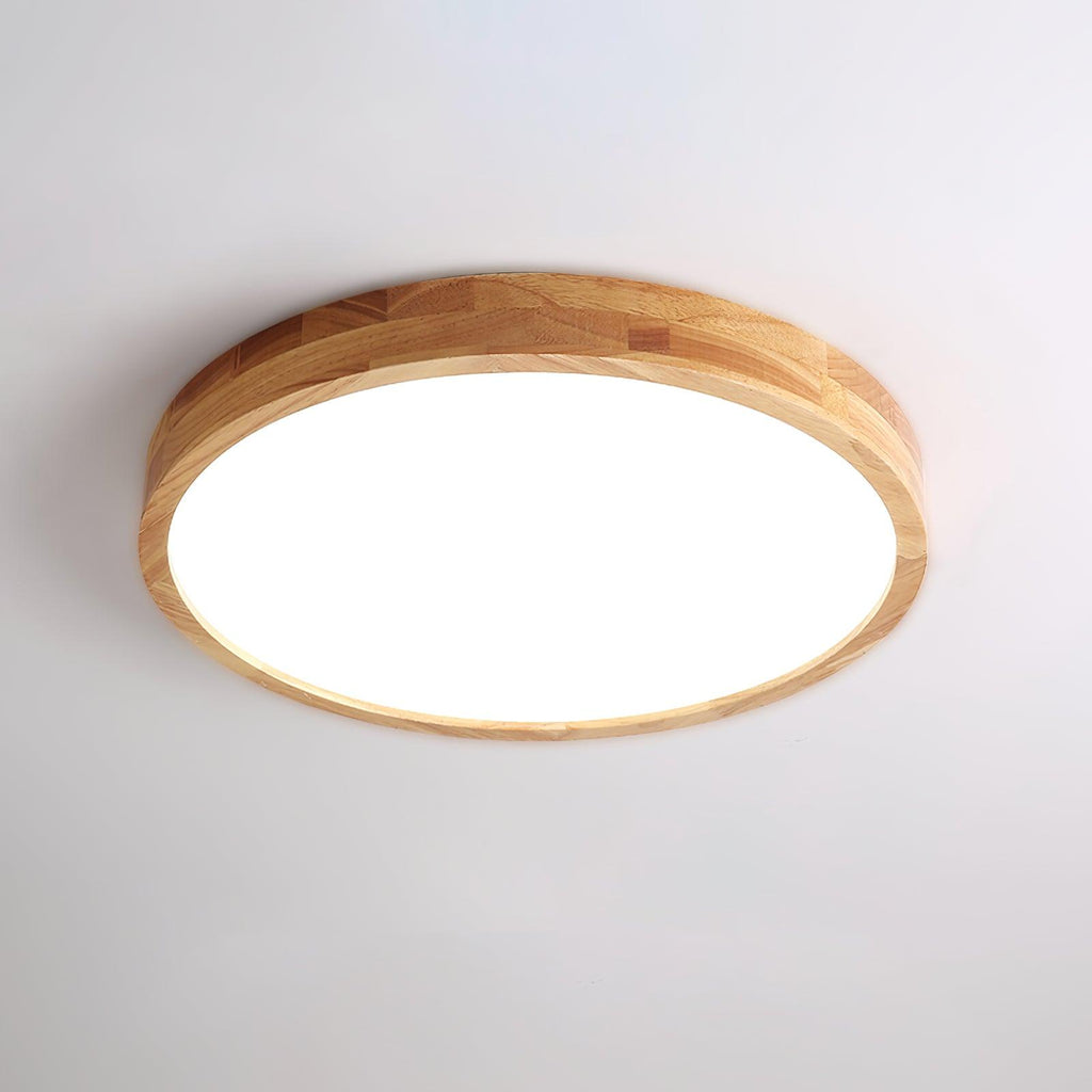 Scandinavian Wood Flush Mount Ceiling Light With Remote Dimming