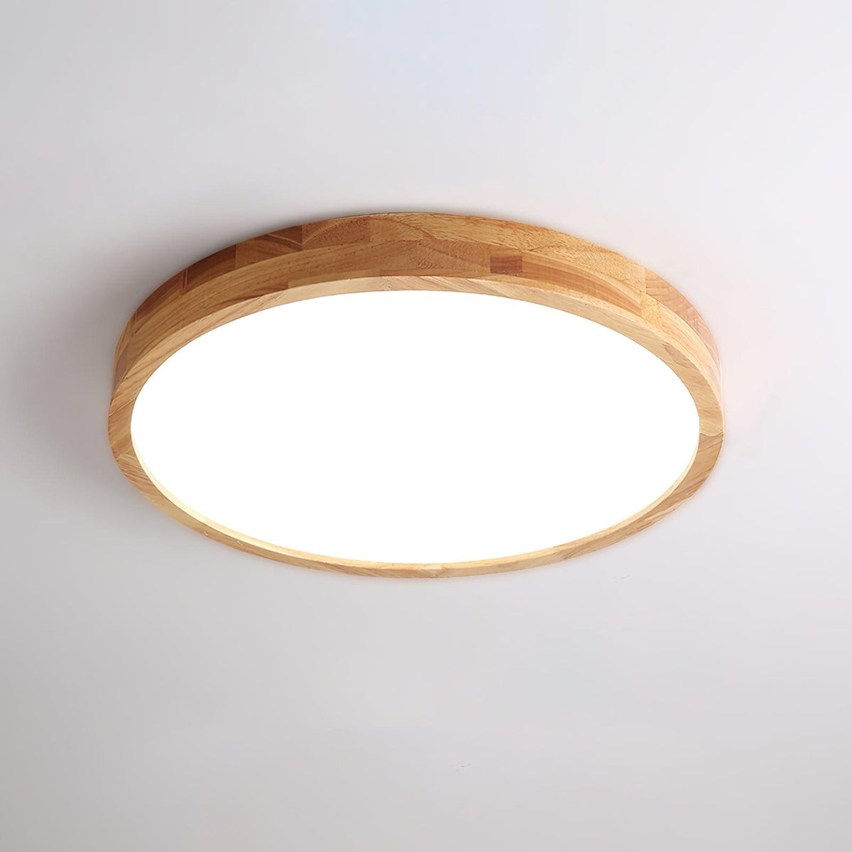 Scandinavian Wood Flush Mount Ceiling Light With Remote Dimming