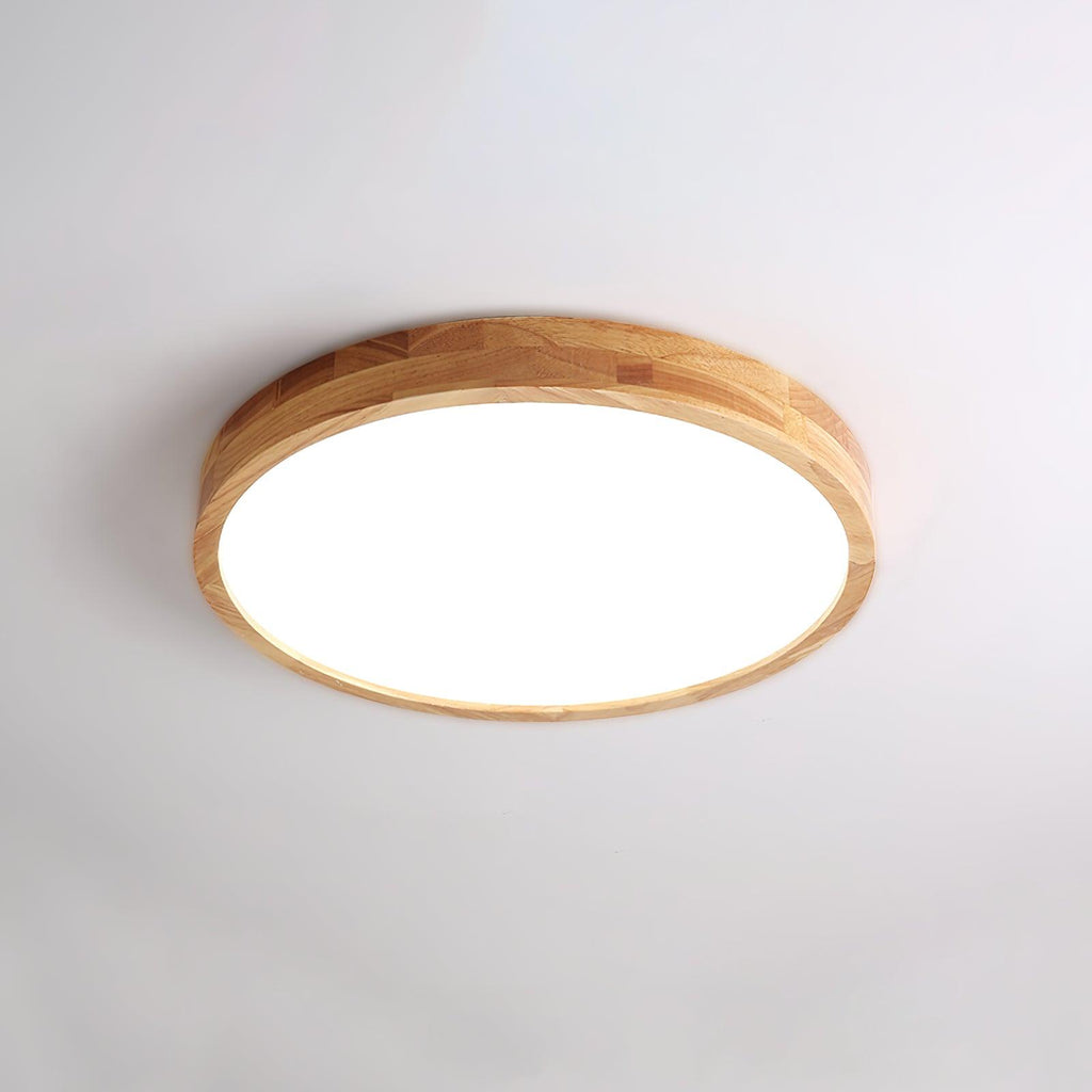 Scandinavian Wood Flush Mount Ceiling Light With Remote Dimming