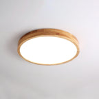 Scandinavian Wood Flush Mount Ceiling Light With Remote Dimming