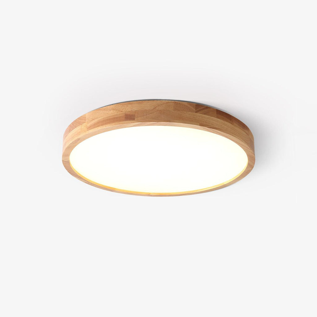 Scandinavian Wood Flush Mount Ceiling Light With Remote Dimming