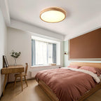 Scandinavian Wood Flush Mount Ceiling Light With Remote Dimming