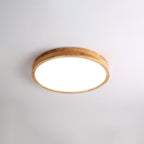 Scandinavian Wood Flush Mount Ceiling Light With Remote Dimming