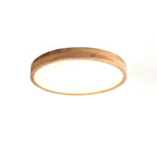 Scandinavian Wood Flush Mount Ceiling Light With Remote Dimming