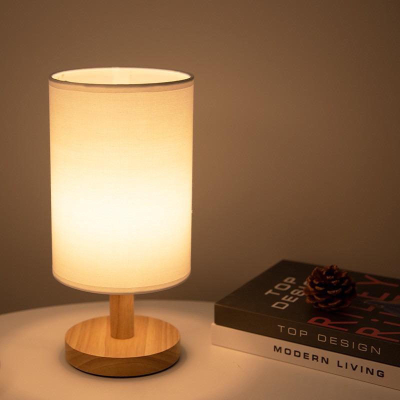 Scandinavian Wood Table Lamp With Linen Shade