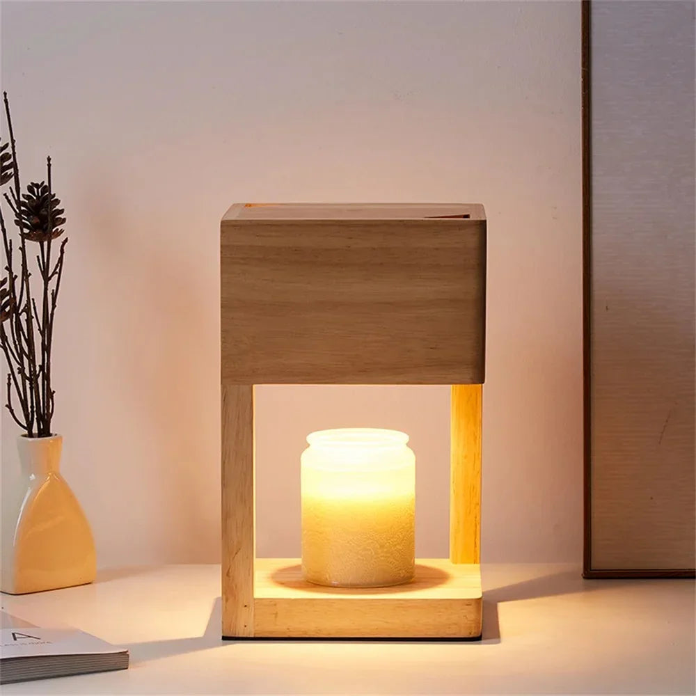 Minimalist Wood Table Lamp With Warm LED Glow