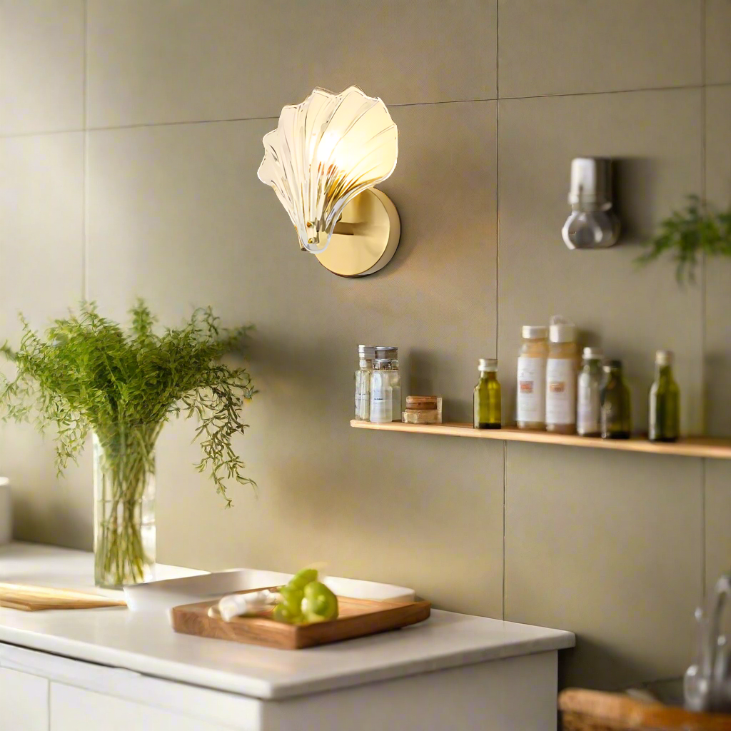 Brass And Glass Seashell Wall Sconce With E12 Bulb Base