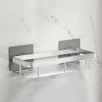 Adhesive Bathroom Shelf Drill-Free Shower Caddy Stainless Steel Wall Shelf Organizer for Shampoo and Toiletries